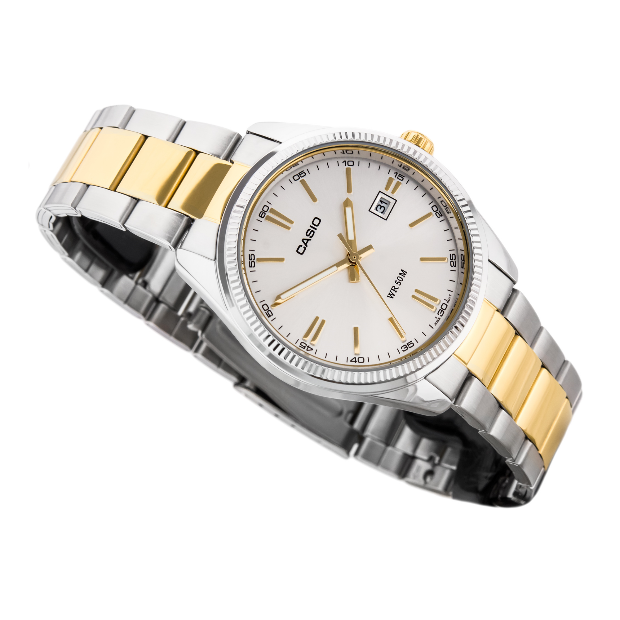 Casio Enticer Date Two Tone Chain Watch MTP-1302SG-7AVDF