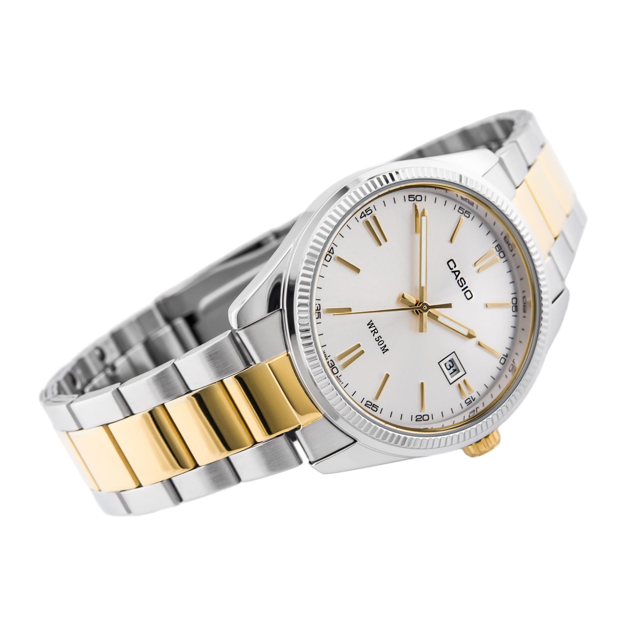 Casio Enticer Date Two Tone Chain Watch MTP-1302SG-7AVDF