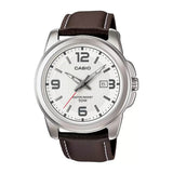 Casio Enticer Date Silver Leather Belt Watch MTP-1314L-7AVDF