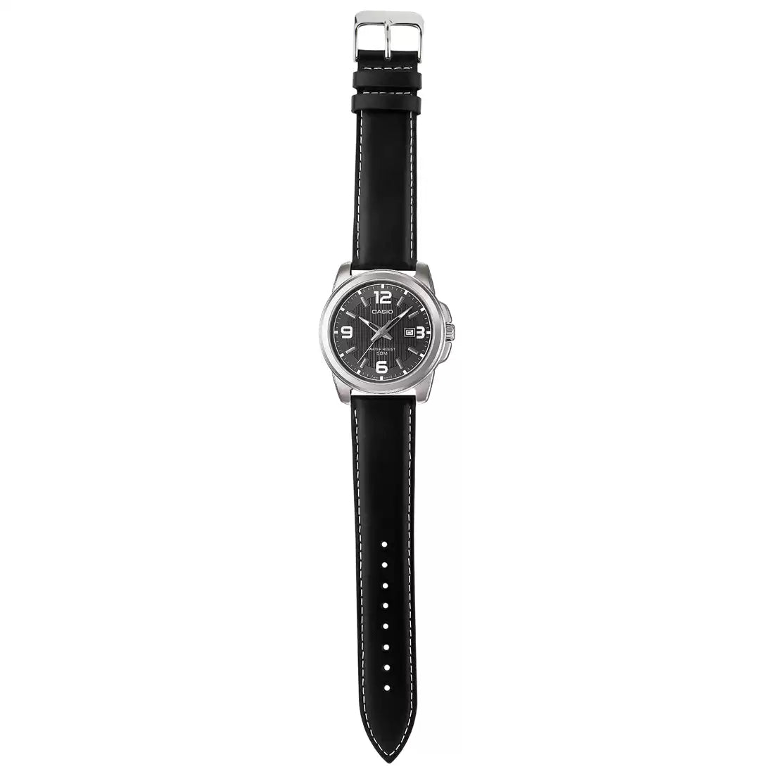 Casio Enticer Date Silver Leather Belt Watch MTP-1314L-8AVDF