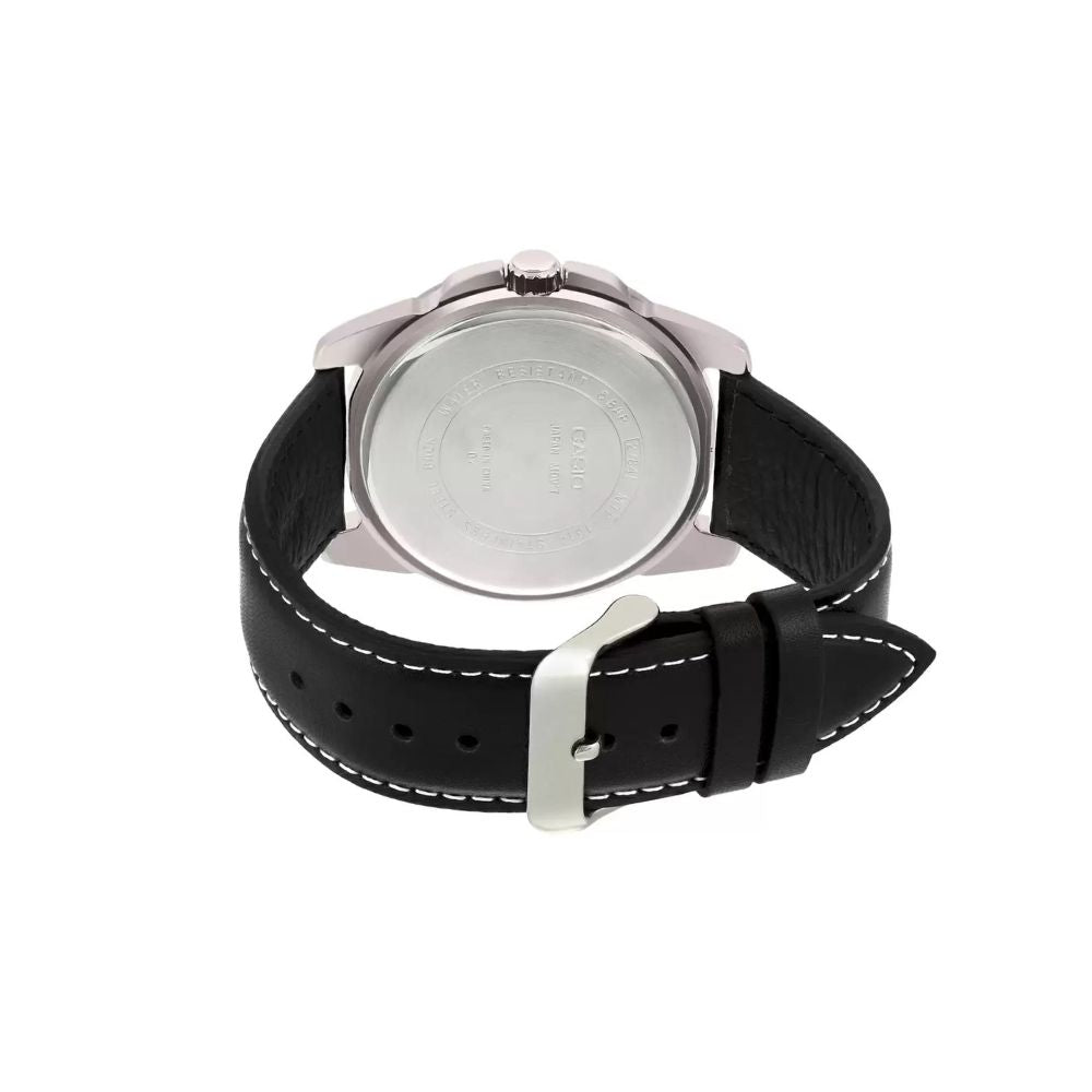 Casio Enticer Date Silver Leather Belt Watch MTP-1314L-8AVDF