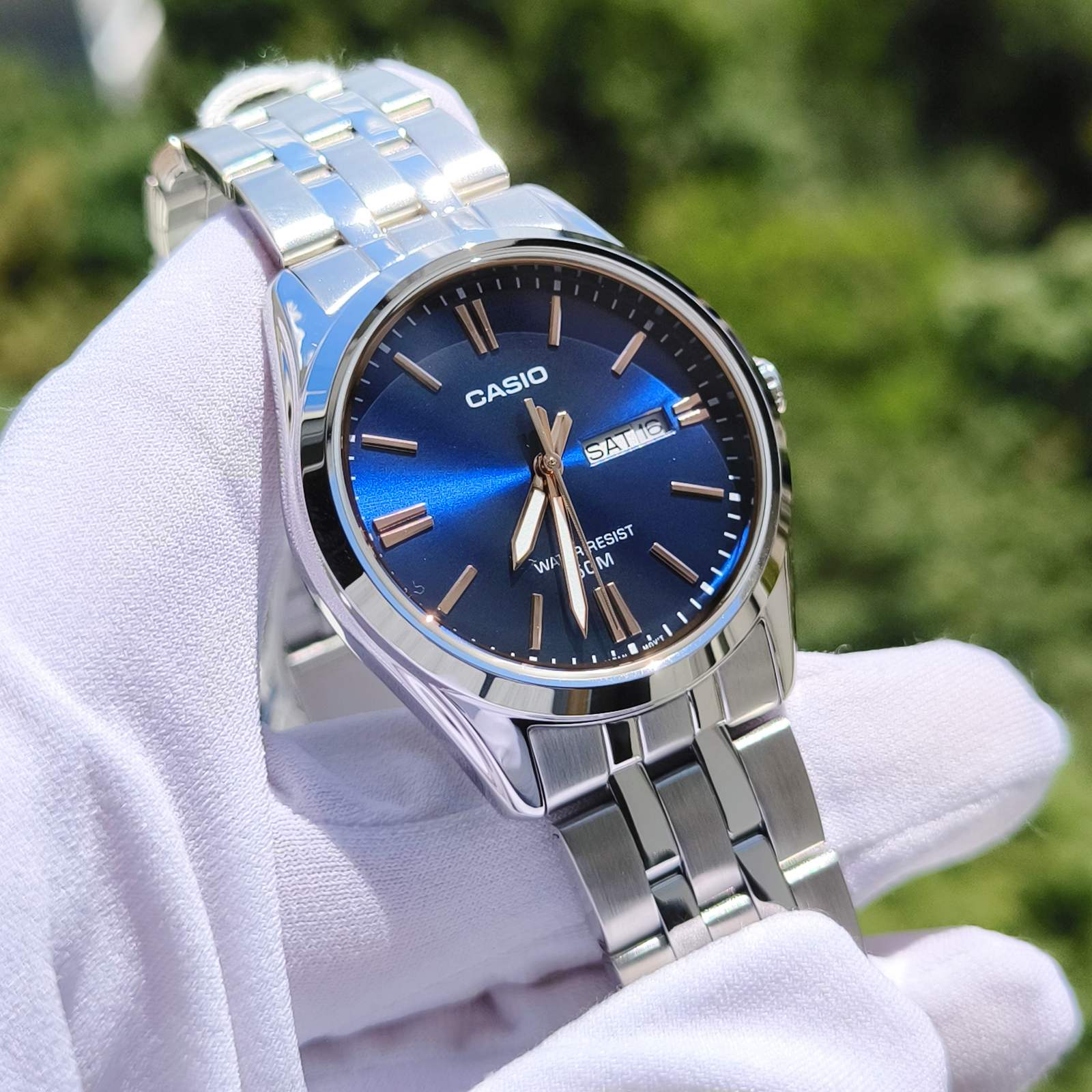 Casio Enticer Day Date Chain Watch MTP-1335D-2A2VDF