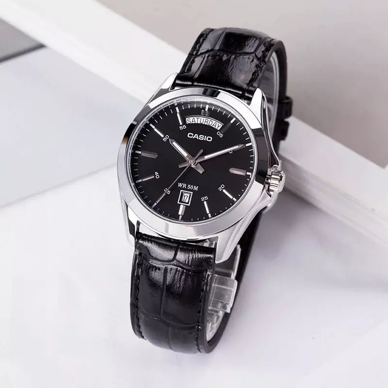 Casio Enticer Day Date Leather Belt Watch MTP-1370L-1AVDF