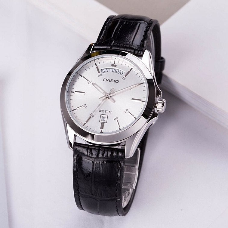 Casio Enticer Day Date Leather Belt Watch MTP-1370L-7AVDF