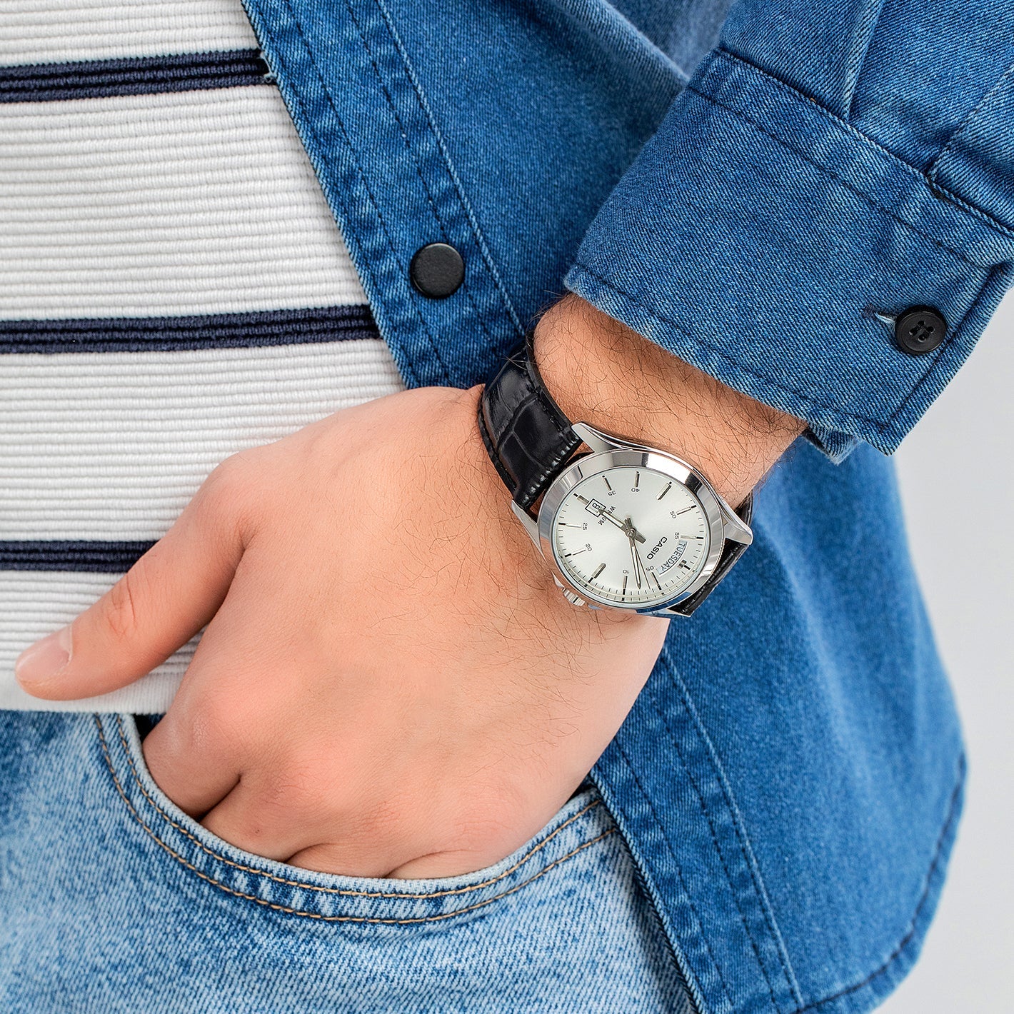 Casio Enticer Day Date Leather Belt Watch MTP-1370L-7AVDF