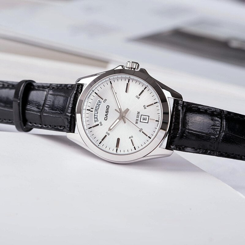 Casio Enticer Day Date Leather Belt Watch MTP-1370L-7AVDF