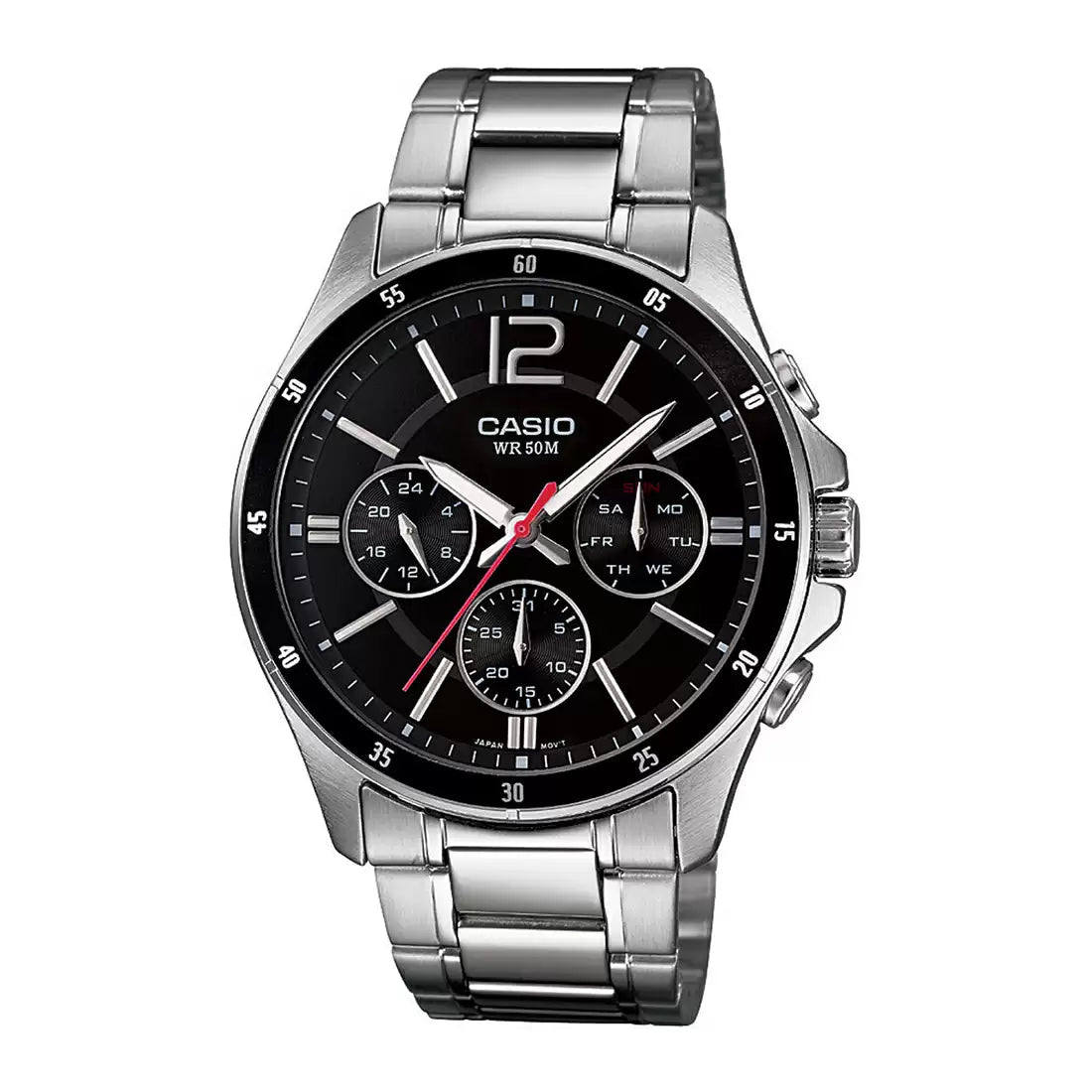 Casio Enticer Multifunction Silver Chain Watch MTP-1374D-1AVDF