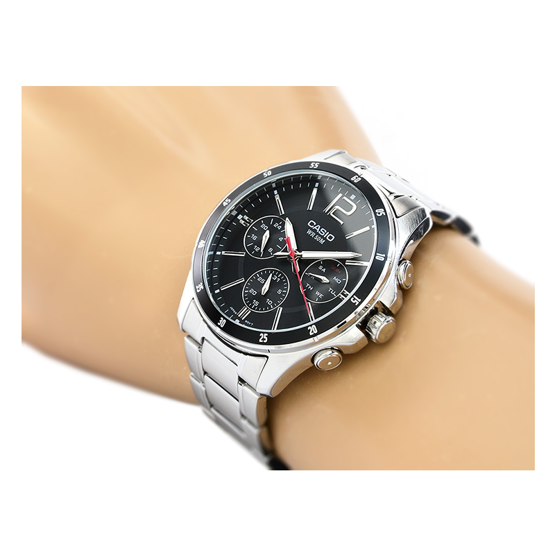 Casio Enticer Multifunction Silver Chain Watch MTP-1374D-1AVDF