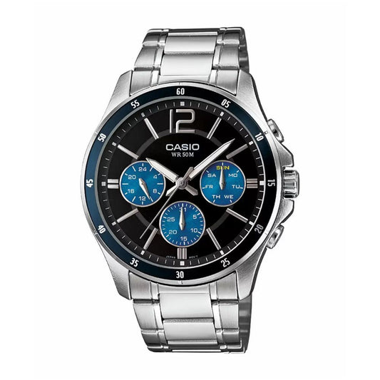 Casio Enticer Multifunction Silver Chain Watch MTP-1374D-2AVDF