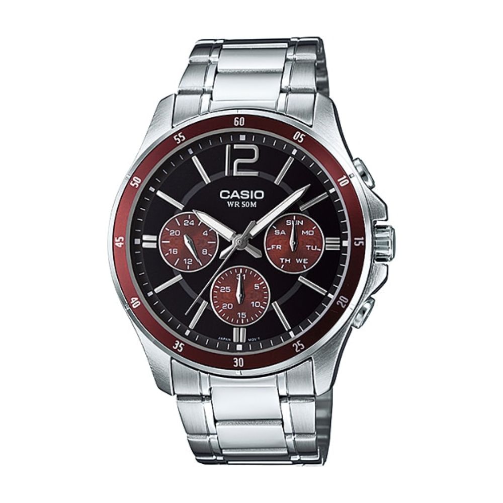 Casio Enticer Multifunction Silver Chain Watch MTP-1374D-5AVDF