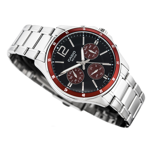 Casio Enticer Multifunction Silver Chain Watch MTP-1374D-5AVDF
