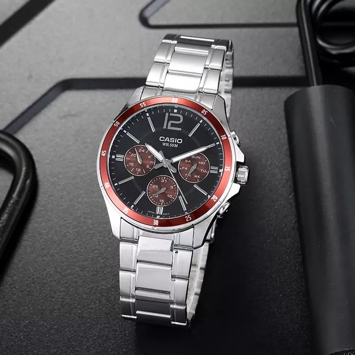 Casio Enticer Multifunction Silver Chain Watch MTP-1374D-5AVDF