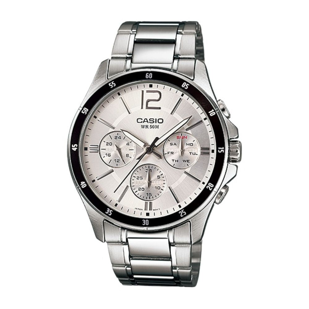 Casio Enticer Multifunction Silver Chain Watch MTP-1374D-7AVDF