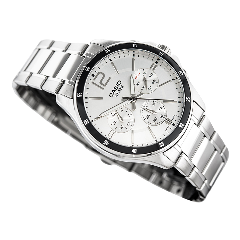 Casio Enticer Multifunction Silver Chain Watch MTP-1374D-7AVDF
