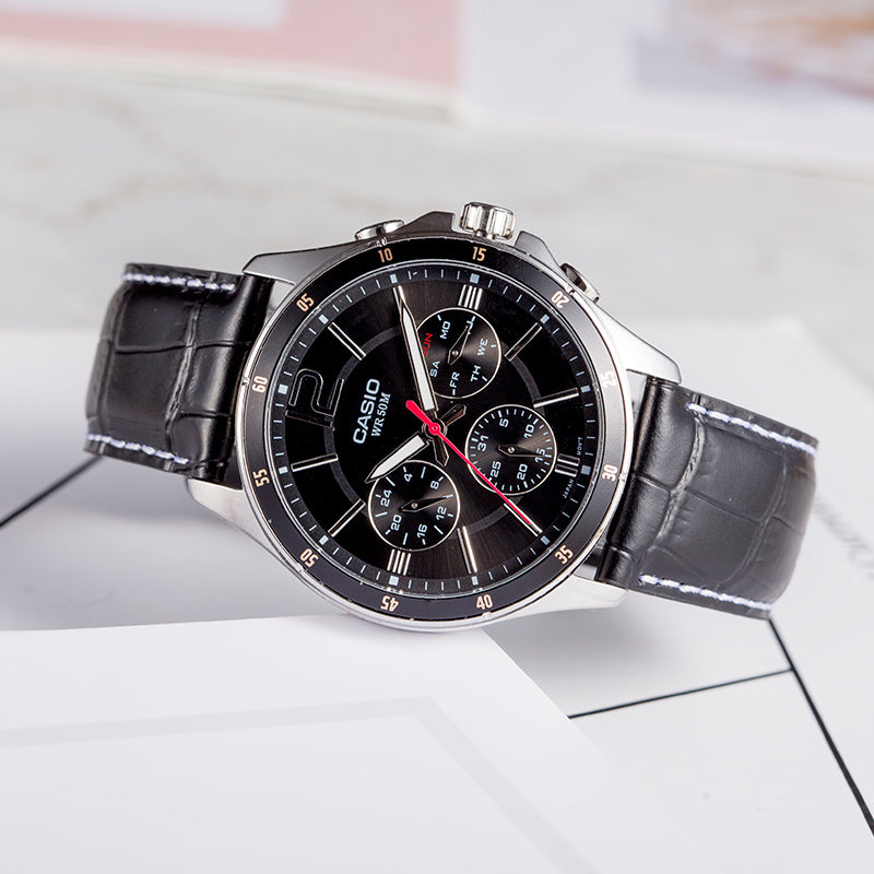 Casio Enticer Multifunction Leather Belt Watch MTP-1374L-1AVDF