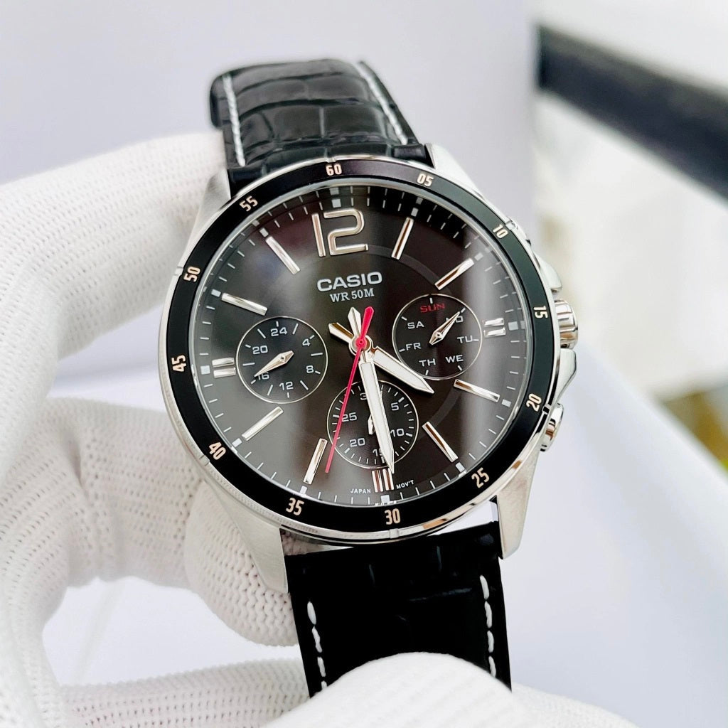 Casio Enticer Multifunction Leather Belt Watch MTP-1374L-1AVDF