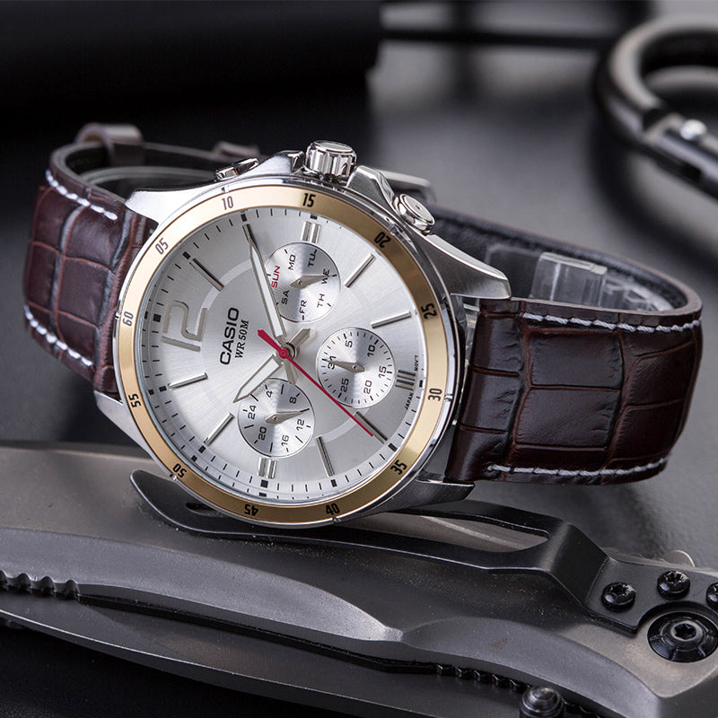 Casio Enticer Multifunction Leather Belt Watch MTP-1374L-7AVDF