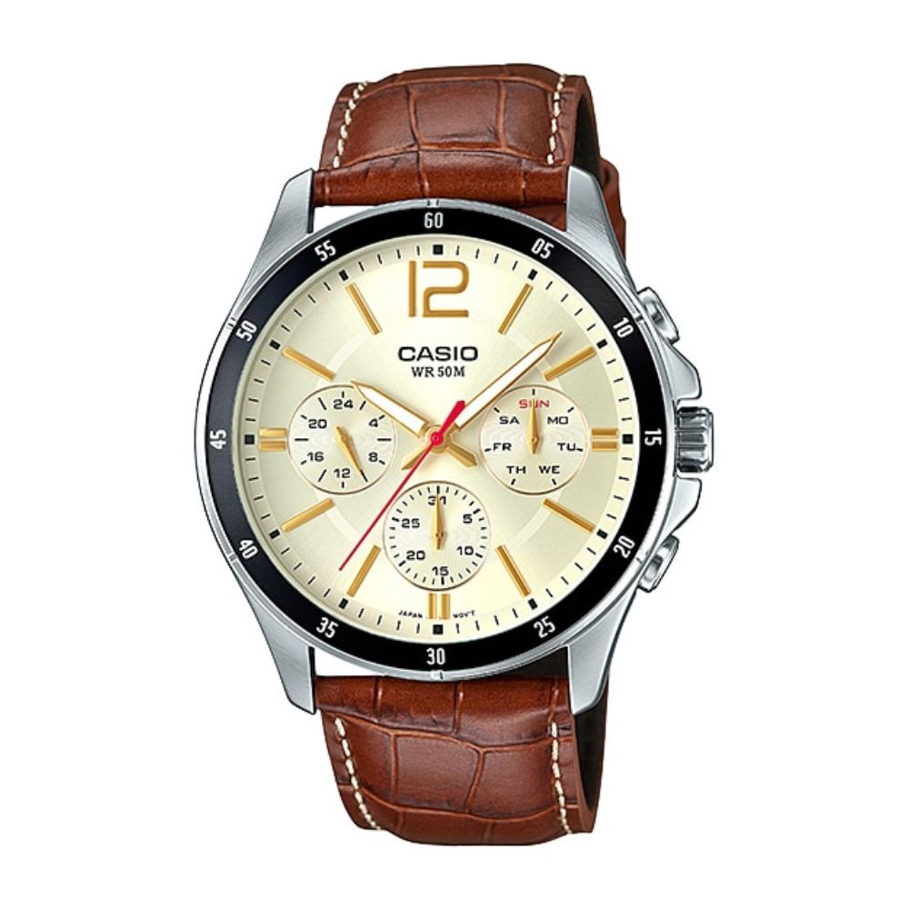 Casio Enticer Multifunction Leather Belt Watch MTP-1374L-9A2VDF