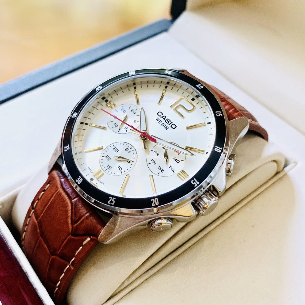 Casio Enticer Multifunction Leather Belt Watch MTP-1374L-9A2VDF