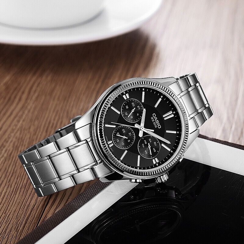 Casio Enticer Multifunction Silver Chain Watch MTP-1375D-1AVDF