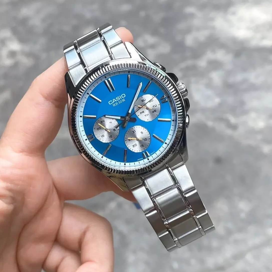 Casio Enticer Multifunction Silver Chain Watch MTP-1375D-2A2VDF