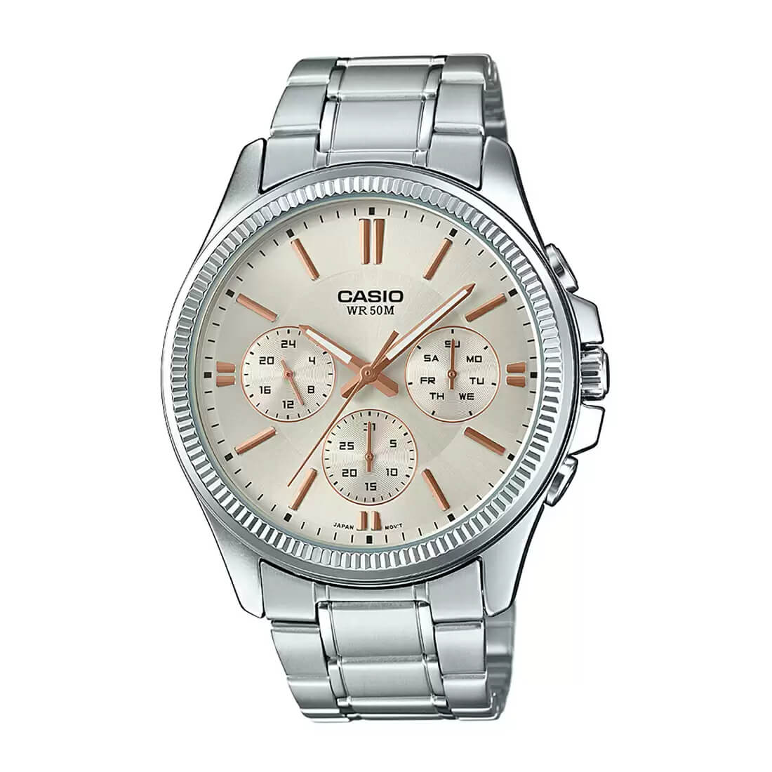 Casio Enticer Multifunction Silver Chain Watch MTP-1375D-7A2VDF
