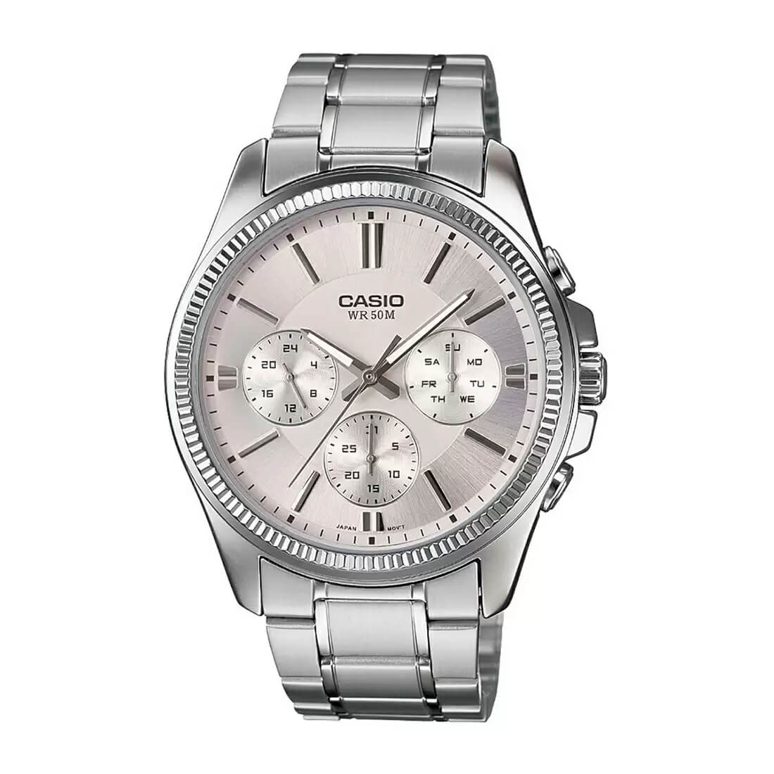 Casio Enticer Multifunction Silver Chain Watch MTP-1375D-7AVDF