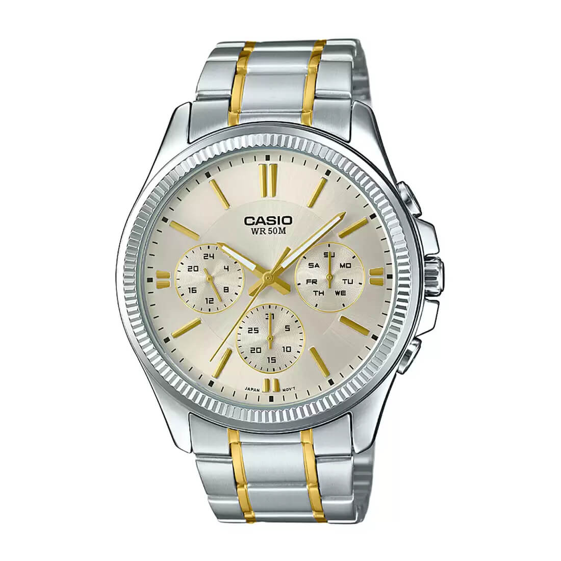 Casio Enticer Multifunction Two Tone Chain Watch MTP-1375SG-9AVDF