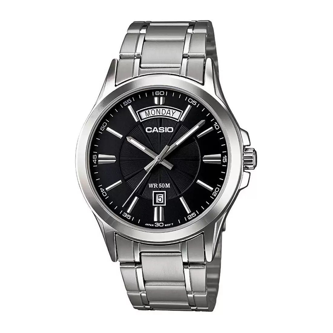Casio Enticer Day Date Silver Chain Watch MTP-1381D-1AVDF