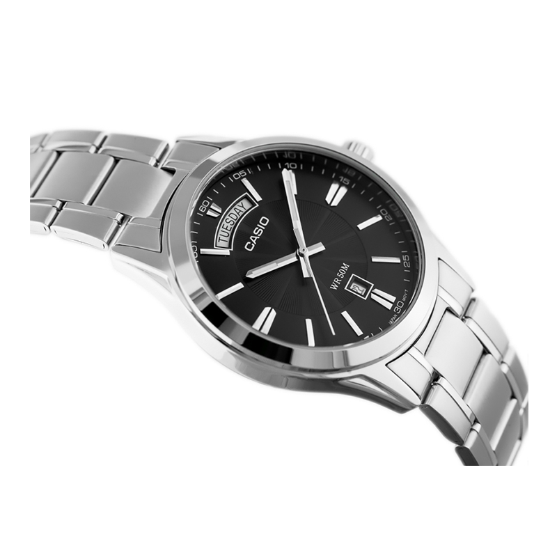 Casio Enticer Day Date Silver Chain Watch MTP-1381D-1AVDF