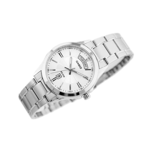 Casio Enticer Day Date Silver Chain Watch MTP-1381D-7AVDF