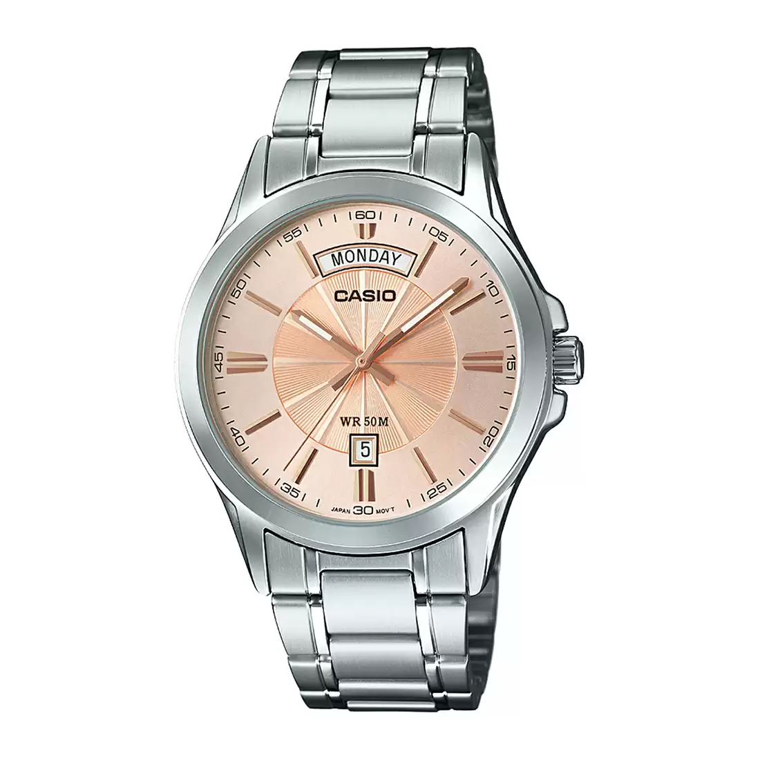 Casio Enticer Day Date Silver Chain Watch MTP-1381D-9AVDF