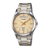 Casio Enticer Day Date Two Tone Chain Watch MTP-1381G-9AVDF