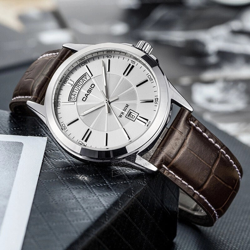 Casio Enticer Day Date Leather Belt Watch MTP-1381L-7AVDF