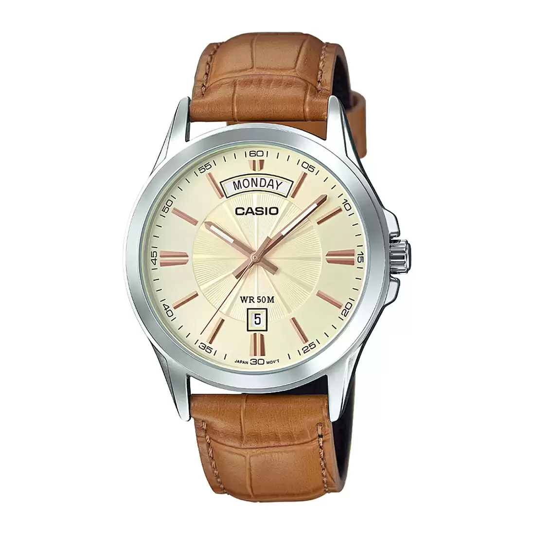 Casio Enticer Day Date Leather Belt Watch MTP-1381L-9AVDF