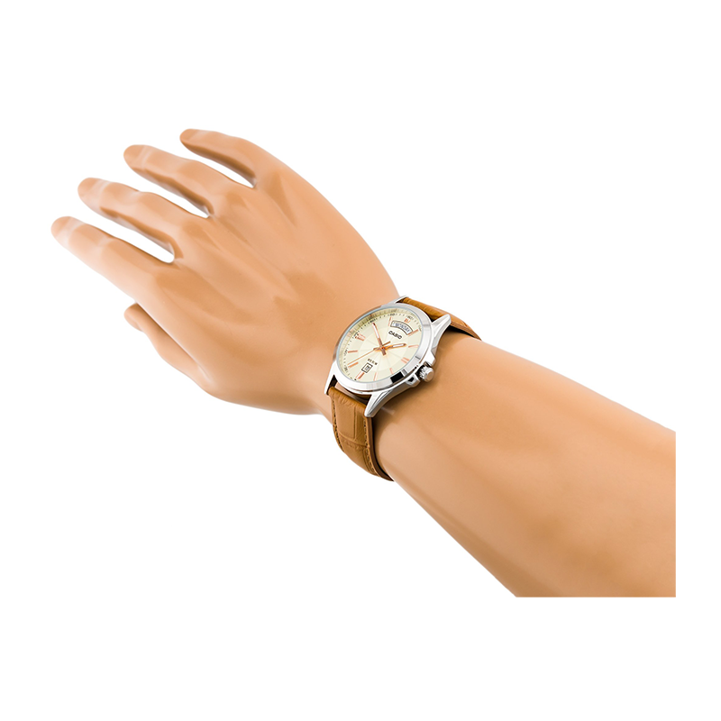 Casio Enticer Day Date Leather Belt Watch MTP-1381L-9AVDF