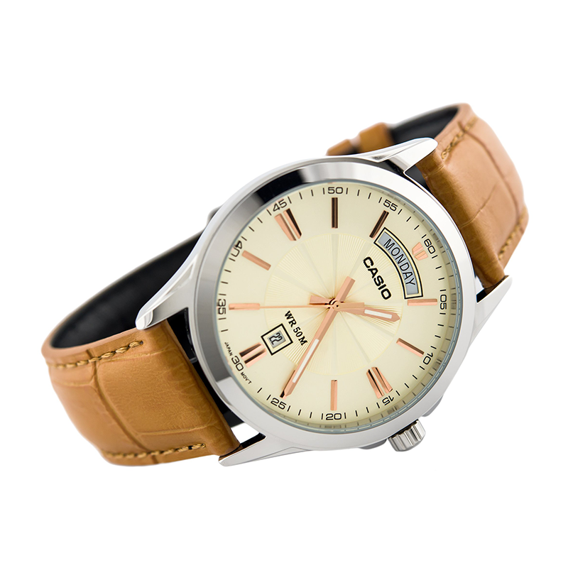 Casio Enticer Day Date Leather Belt Watch MTP-1381L-9AVDF