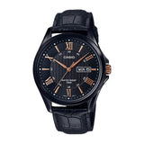 Casio Enticer Day Date Black Leather Belt Watch MTP-1384BL-1A2VDF