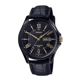Casio Enticer Day Date Black Leather Belt Watch MTP-1384BL-1AVDF