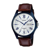 Casio Enticer Day Date Blue Leather Belt Watch MTP-1384BUL-5AVDF