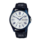 Casio Enticer Day Date Blue Leather Belt Watch MTP-1384BUL-7AVDF