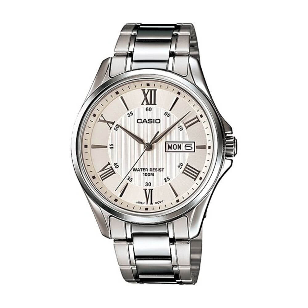 Casio Enticer Day Date Stainless Steel Chain Watch MTP-1384D-7AVDF