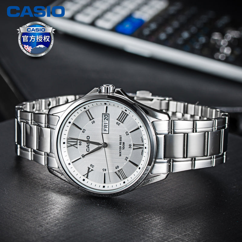 Casio Enticer Day Date Stainless Steel Chain Watch MTP-1384D-7AVDF