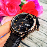 Casio Enticer Day Date Rose Gold Leather Belt Watch MTP-1384L-1AVDF