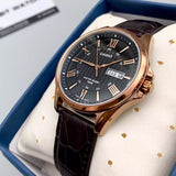 Casio Enticer Day Date Rose Gold Leather Belt Watch MTP-1384L-1AVDF