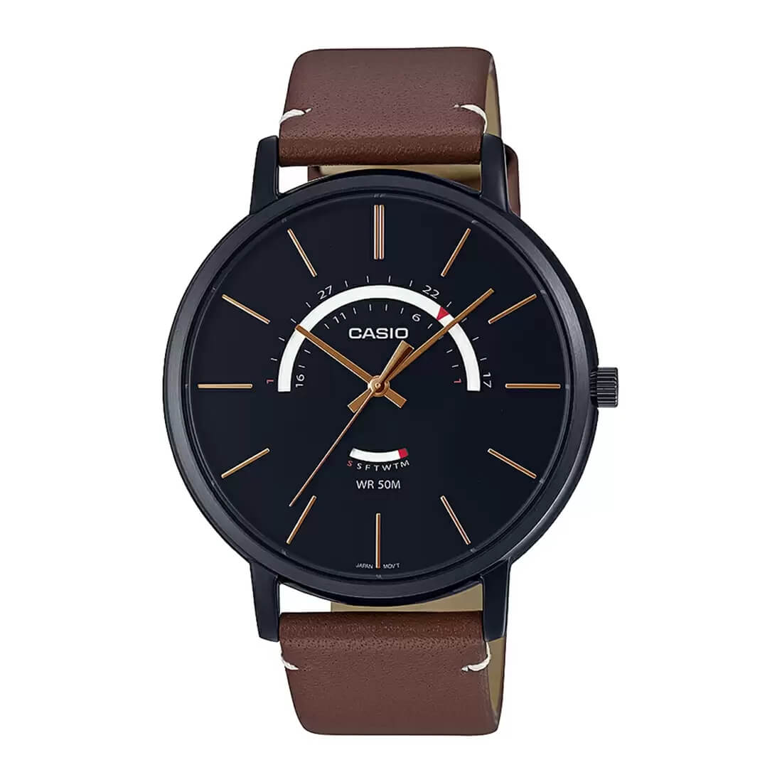 Casio Enticer Day Date Leather Belt Watch MTP-B105BL-1AVDF