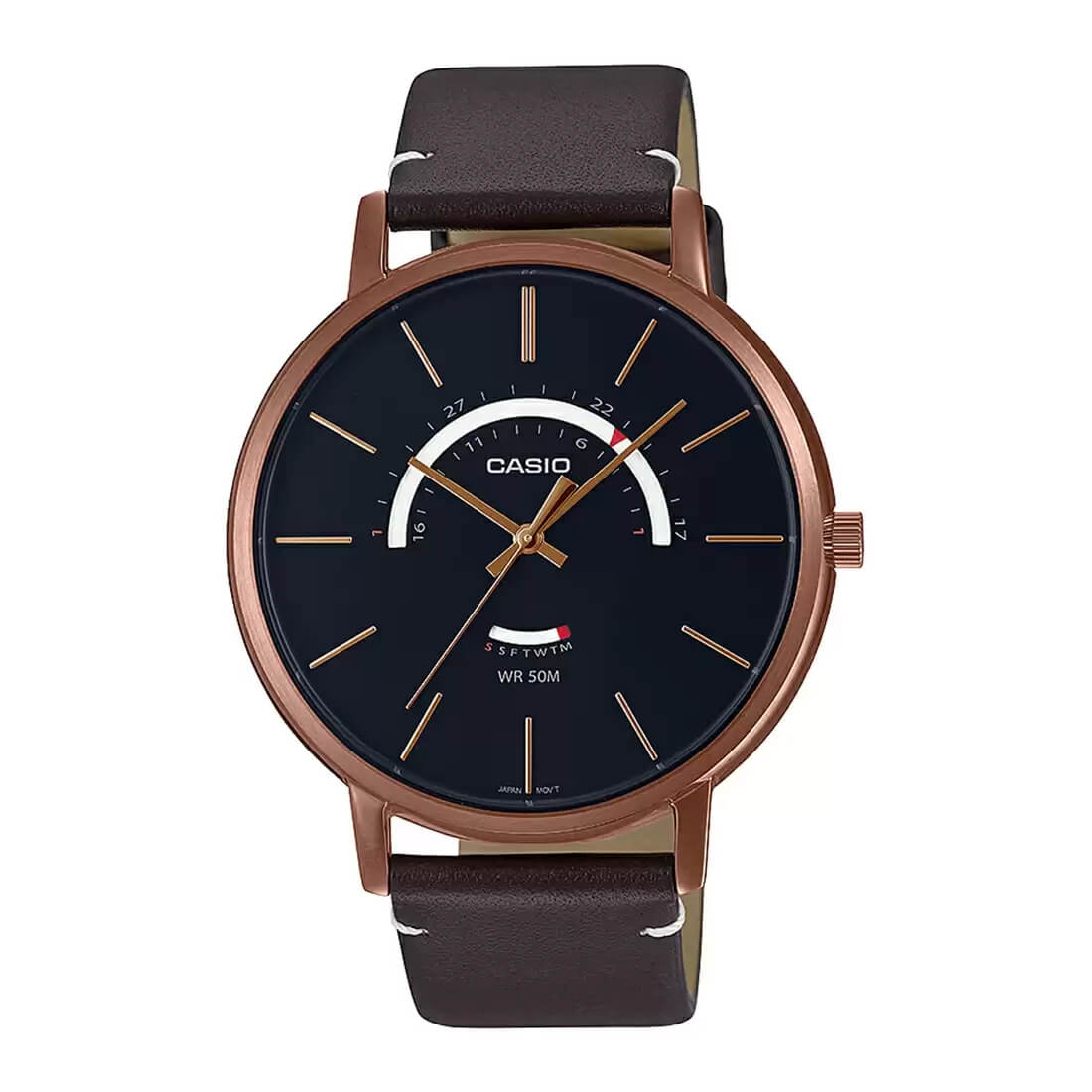 Casio Enticer Day Date Leather Belt Watch MTP-B105RL-1AVDF