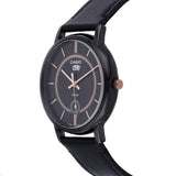 Casio Enticer Day Date Stainless Steel Black Leather Belt Watch MTP-B120BL-1AVDF