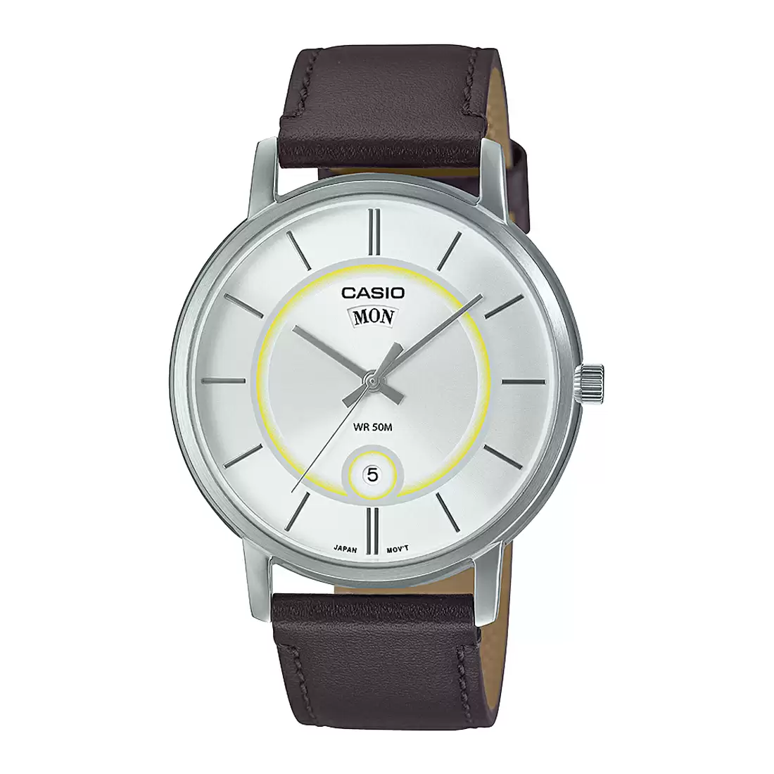 Casio Enticer Day Date Stainless Steel Leather Belt Watch MTP-B120L-7AVDF