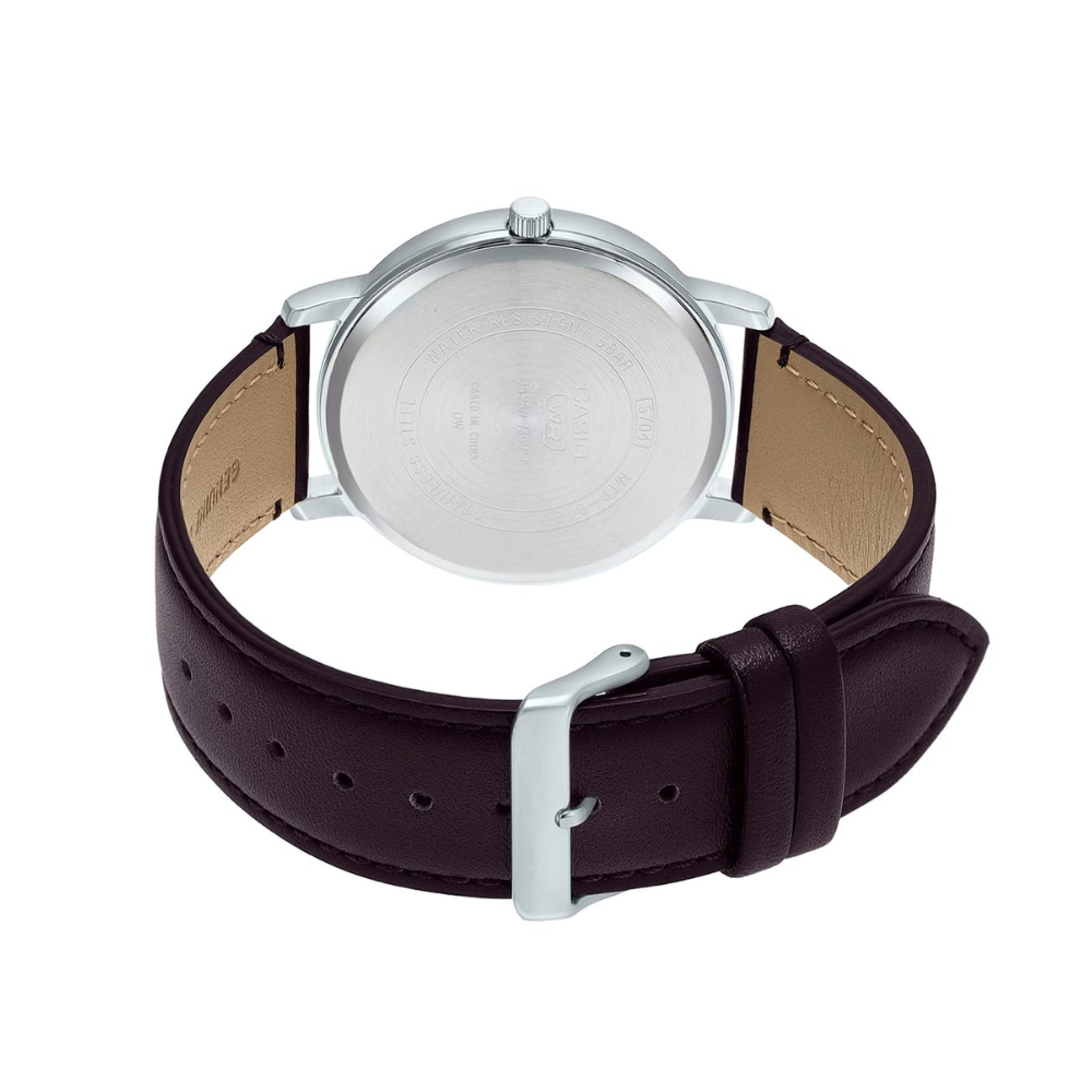 Casio Enticer Day Date Stainless Steel Leather Belt Watch MTP-B120L-7AVDF